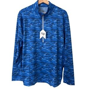 1764 Golf 1/2 Zip Pullover Blue Camo Long Sleeve Size Medium‎ NWT